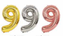 GLOBOS NUMERO # 9 16&quot; (ROSADO; DORADO; PLATEADO)