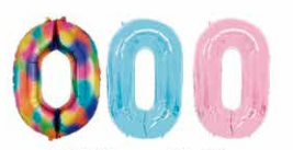 GLOBOS NUMERO # 0 16&quot; (ARCOIRIS; CELESTE; ROSADO)