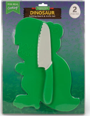 SET DE CUCHILLO Y TABLA DE CORTAR DE DINOSAURIO